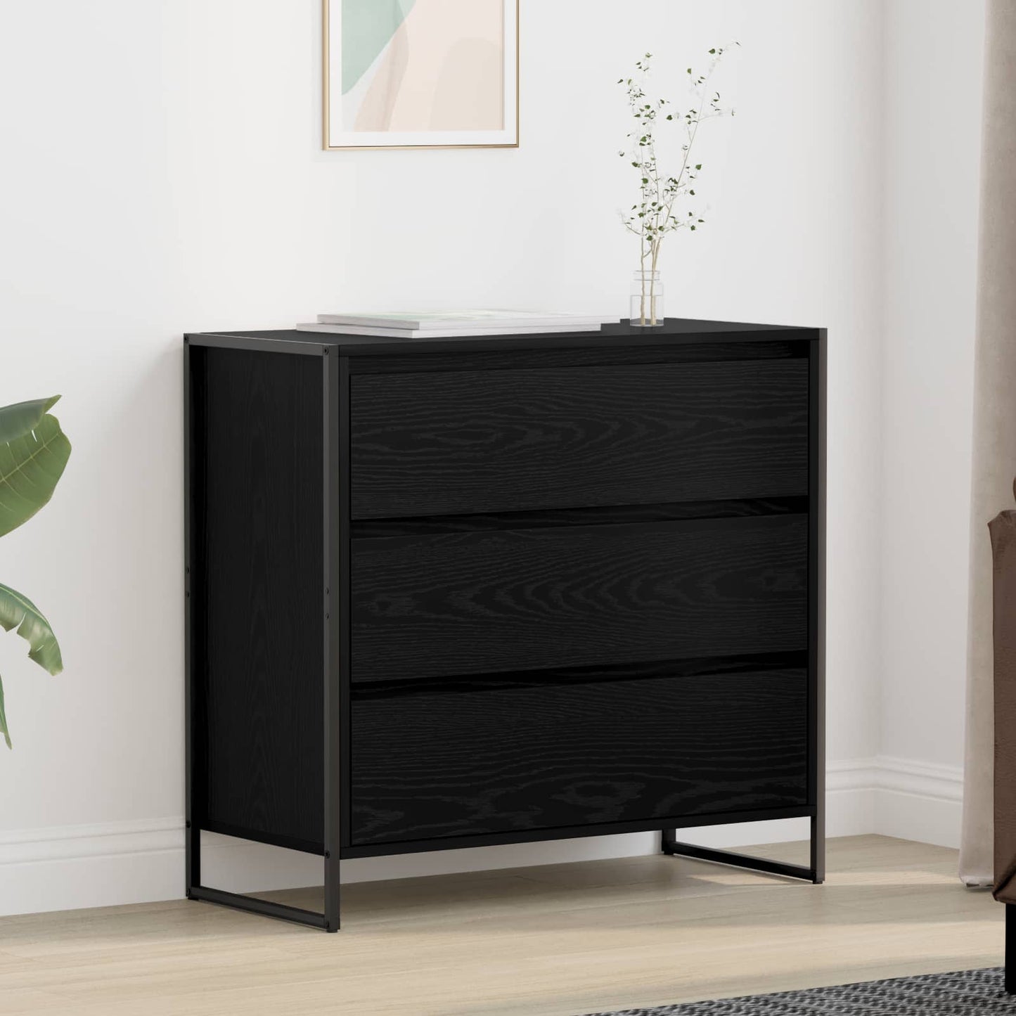 Serviesskap Svart Eik 79 x 36 x 75.5 cm Konstruert tre