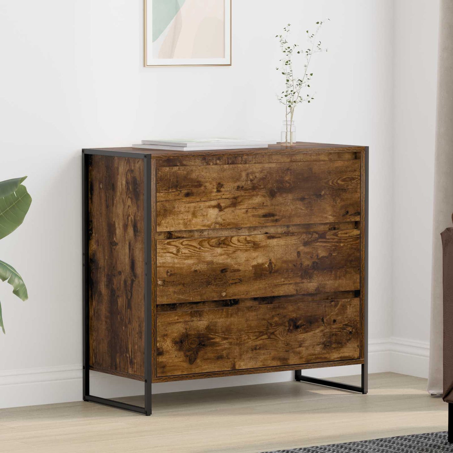 Serviesskap med skuff Røyk Eik 79 x 36 x 75.5 cm Konstruert tre