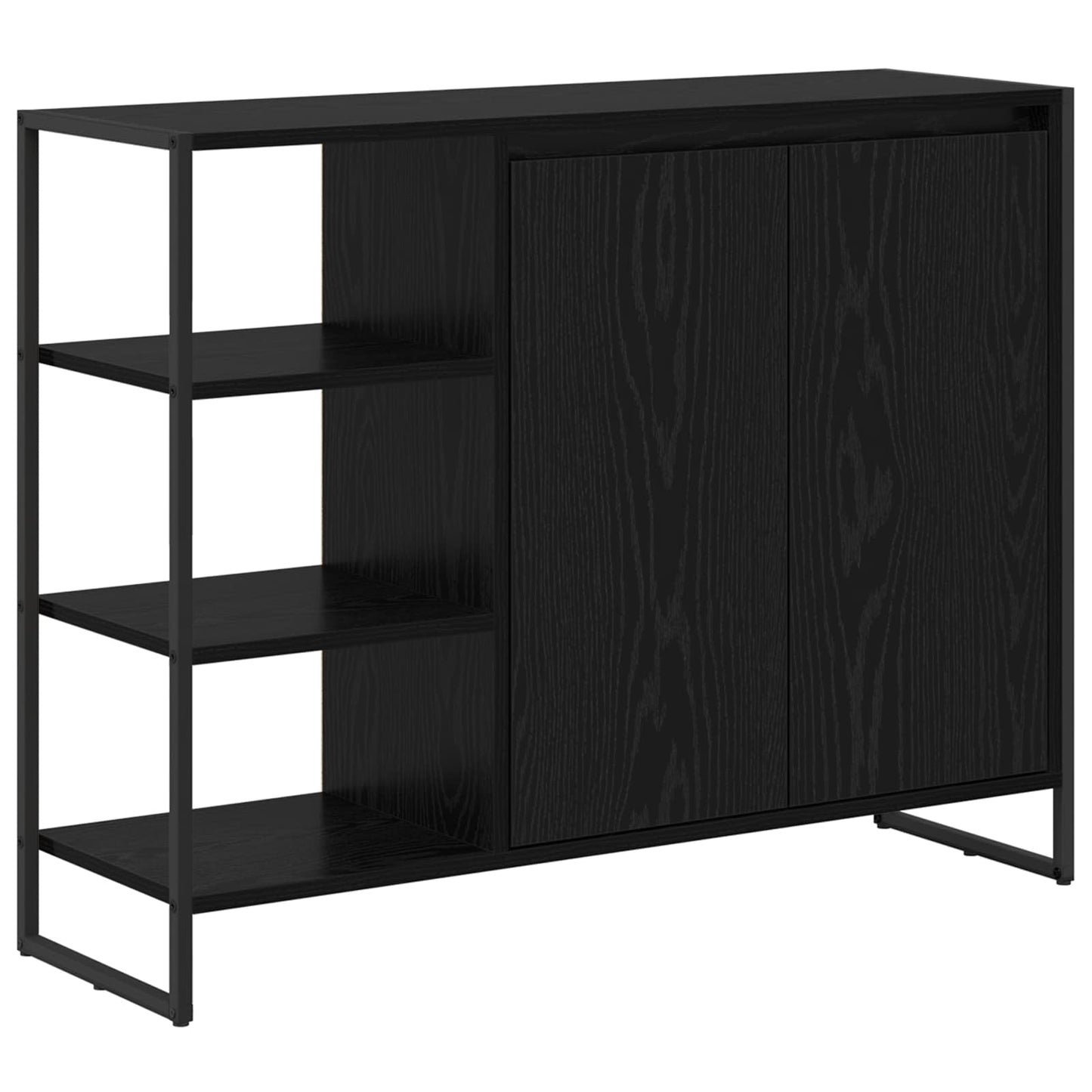 Sideskap Svart Eik 96.5 x 30 x 75 cm Konstruert tre