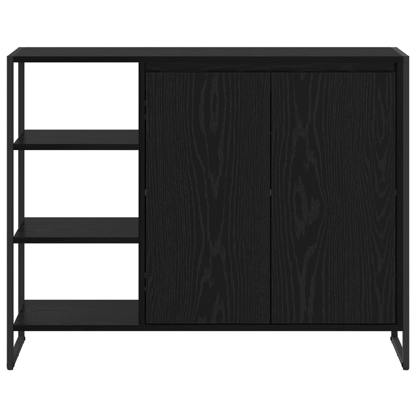 Sideskap Svart Eik 96.5 x 30 x 75 cm Konstruert tre