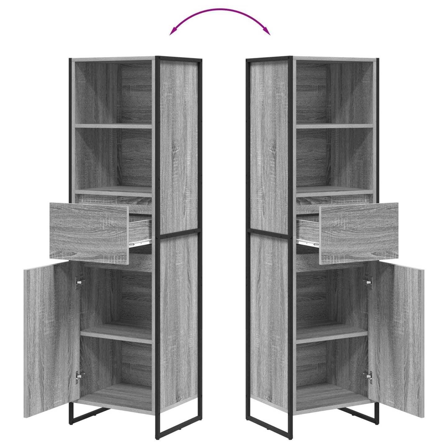 Bokskap med skuff Grå Sonoma 43 x 36 x 150.5 cm Konstruert tre