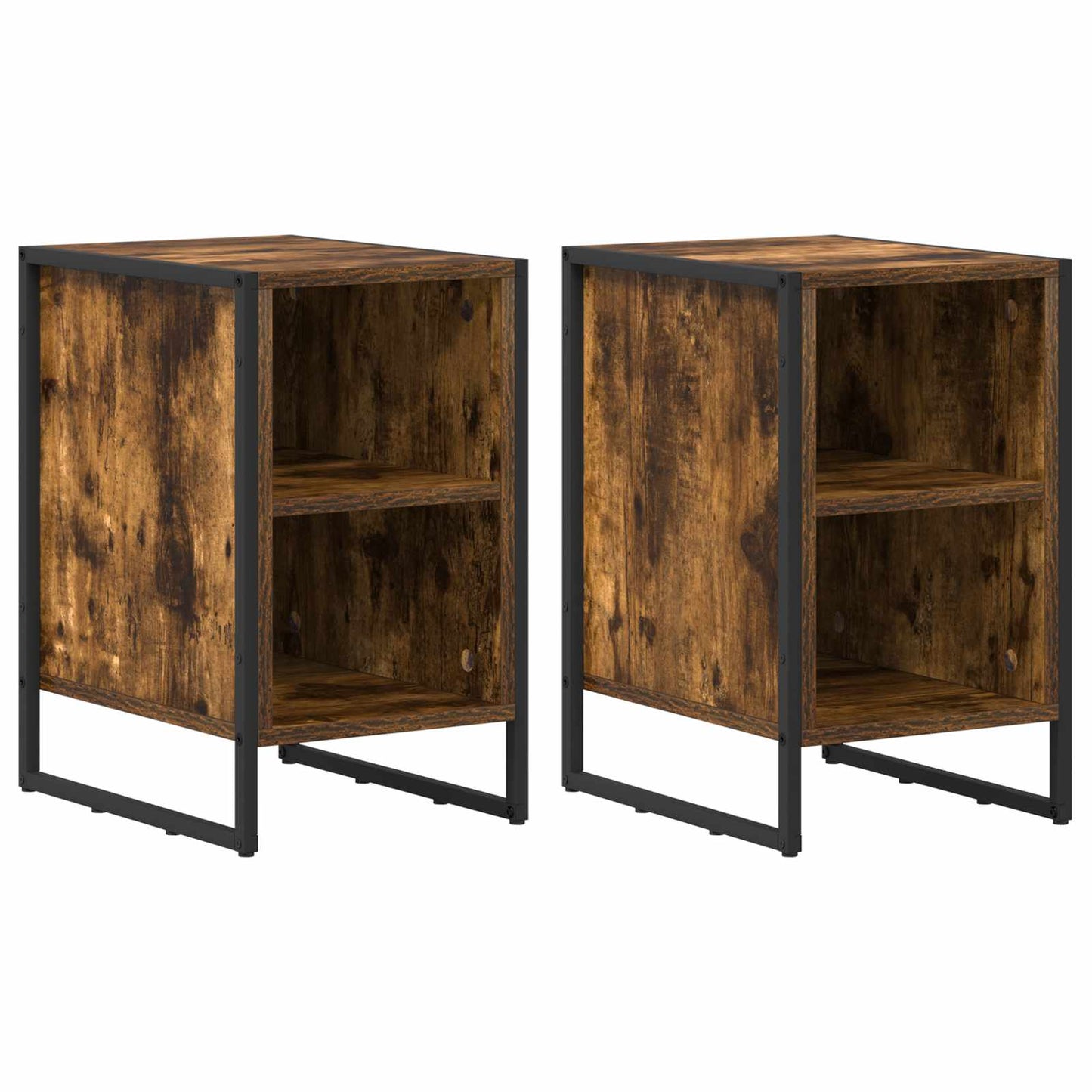 Nattbord 2 pcs Røyk Eik 39.5 x 30 x 50 cm Konstruert tre