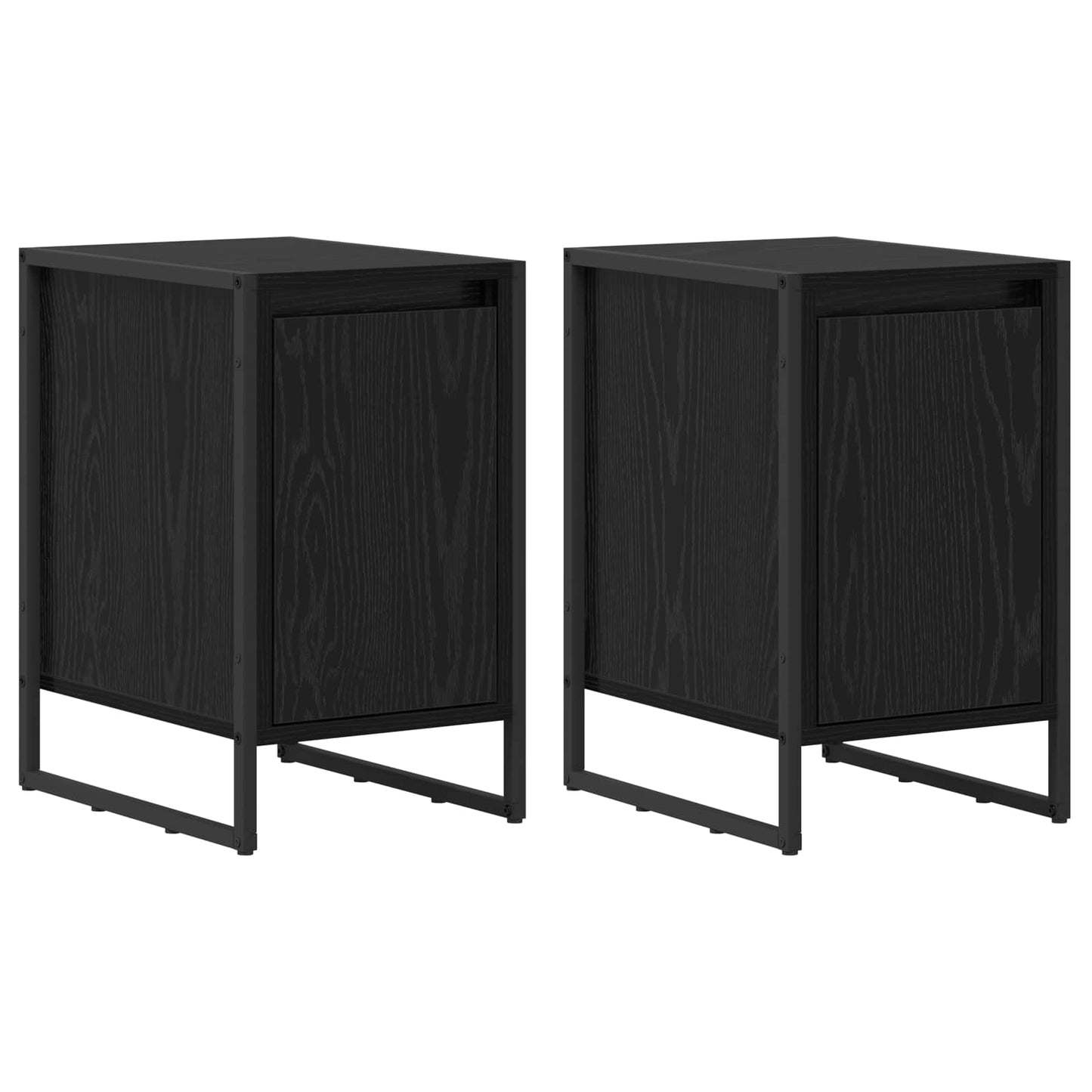 Nattbord 2 pcs Svart Eik 39,5 x 30 x 50 cm Konstruert tre