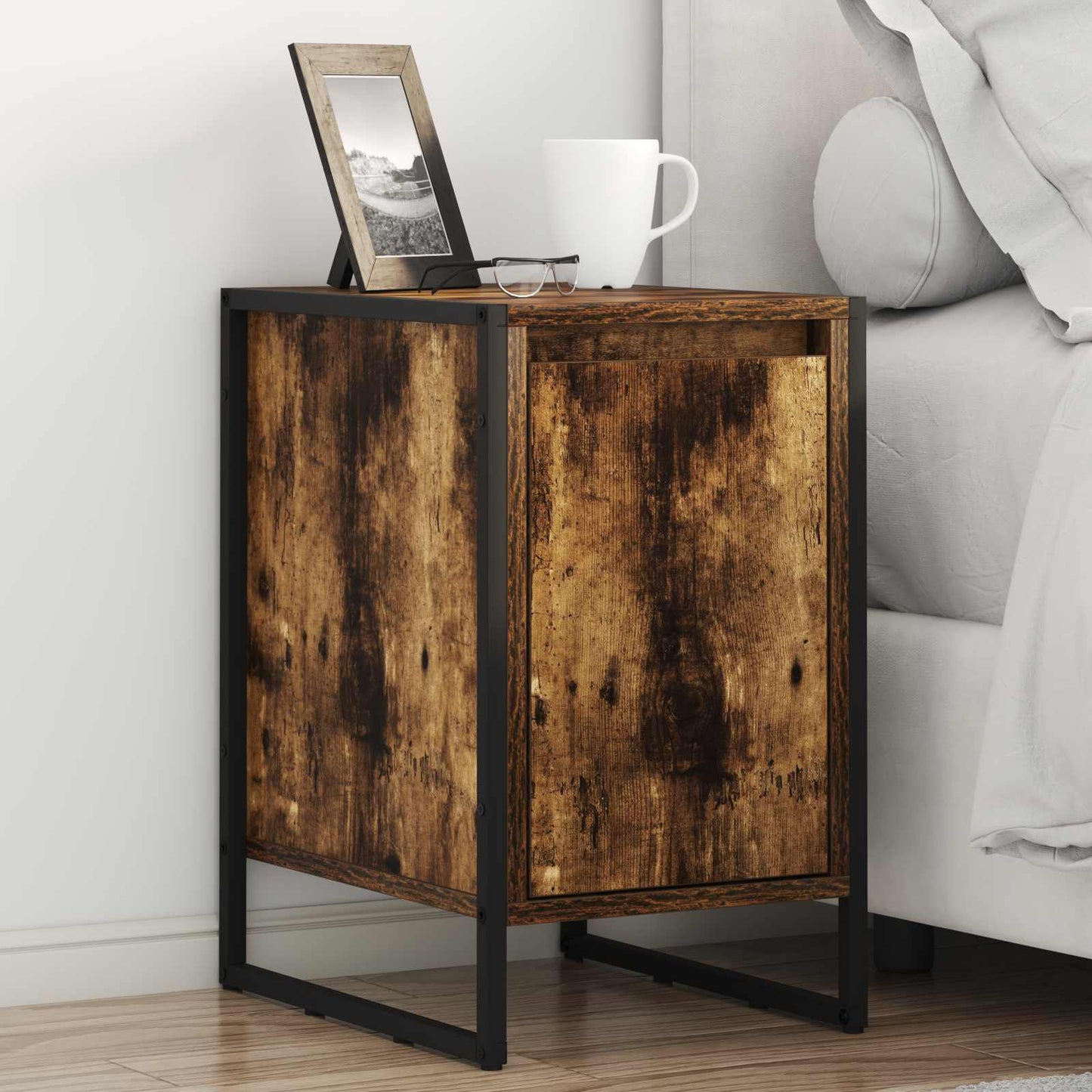 Nattbord 2 pcs Røyk Eik 39,5 x 30 x 50 cm Konstruert tre