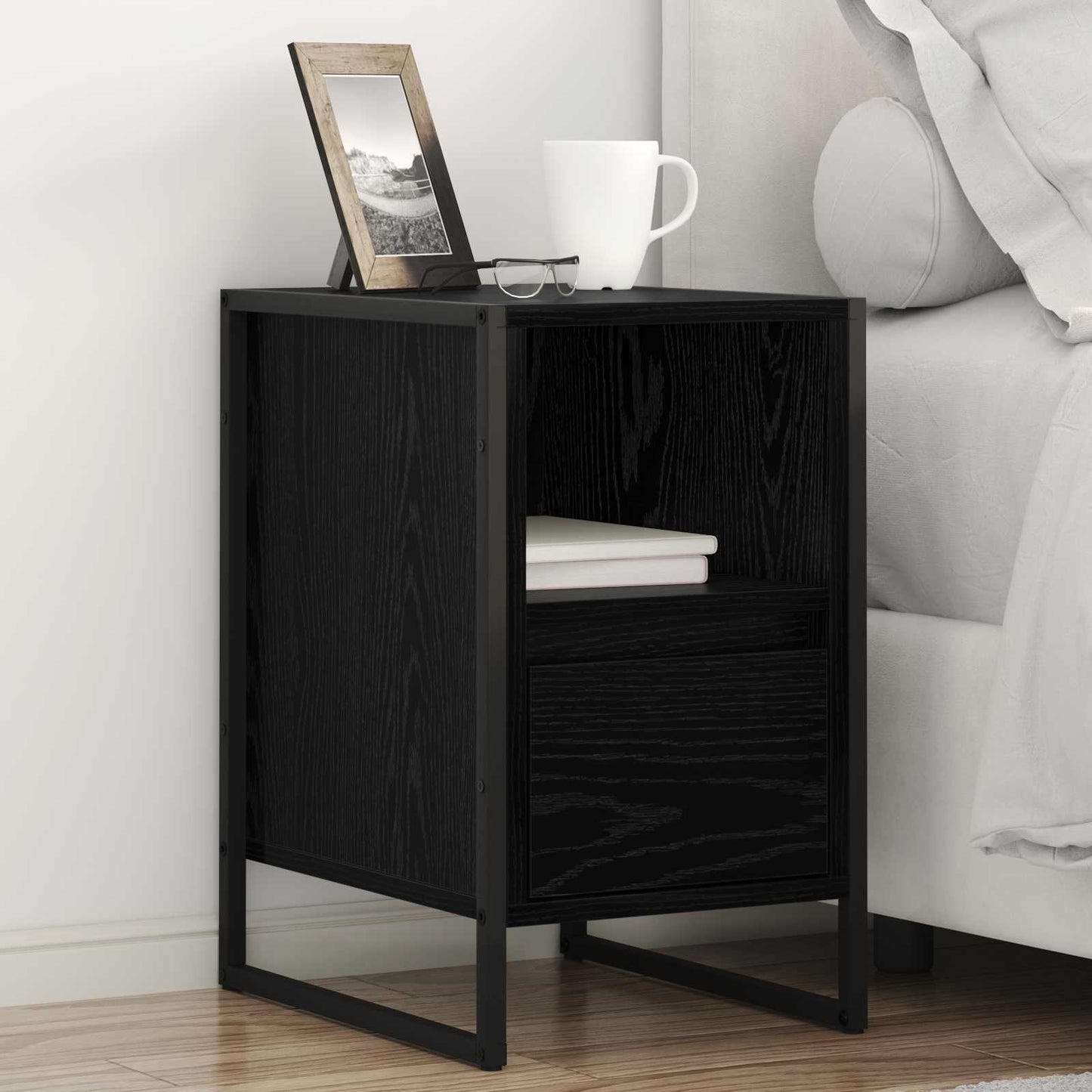 Nattbord 2 pcs Svart Eik 39,5 x 30 x 50 cm Konstruert tre