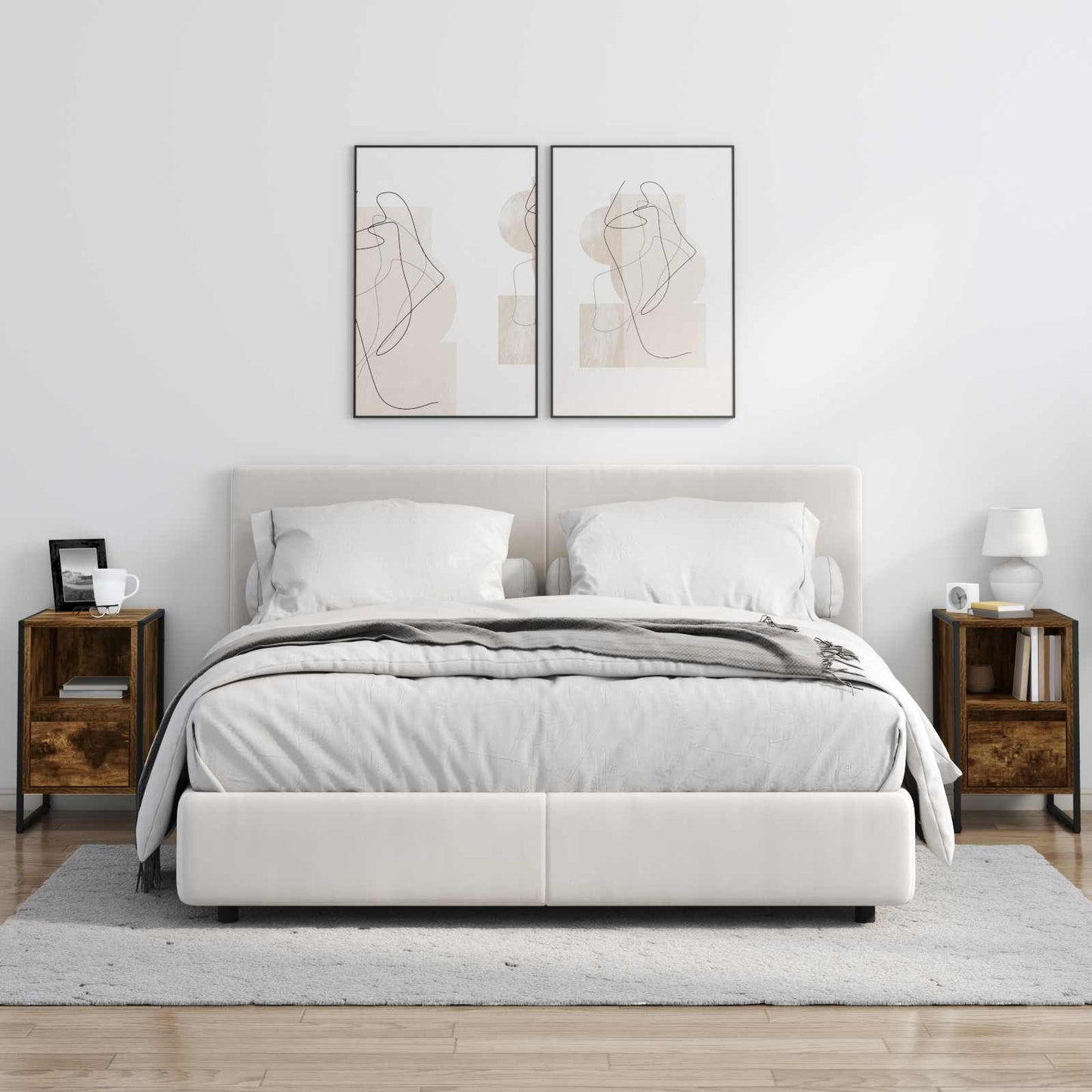 Nattbord 2 pcs Røyk Eik 39,5 x 30 x 50 cm Konstruert tre