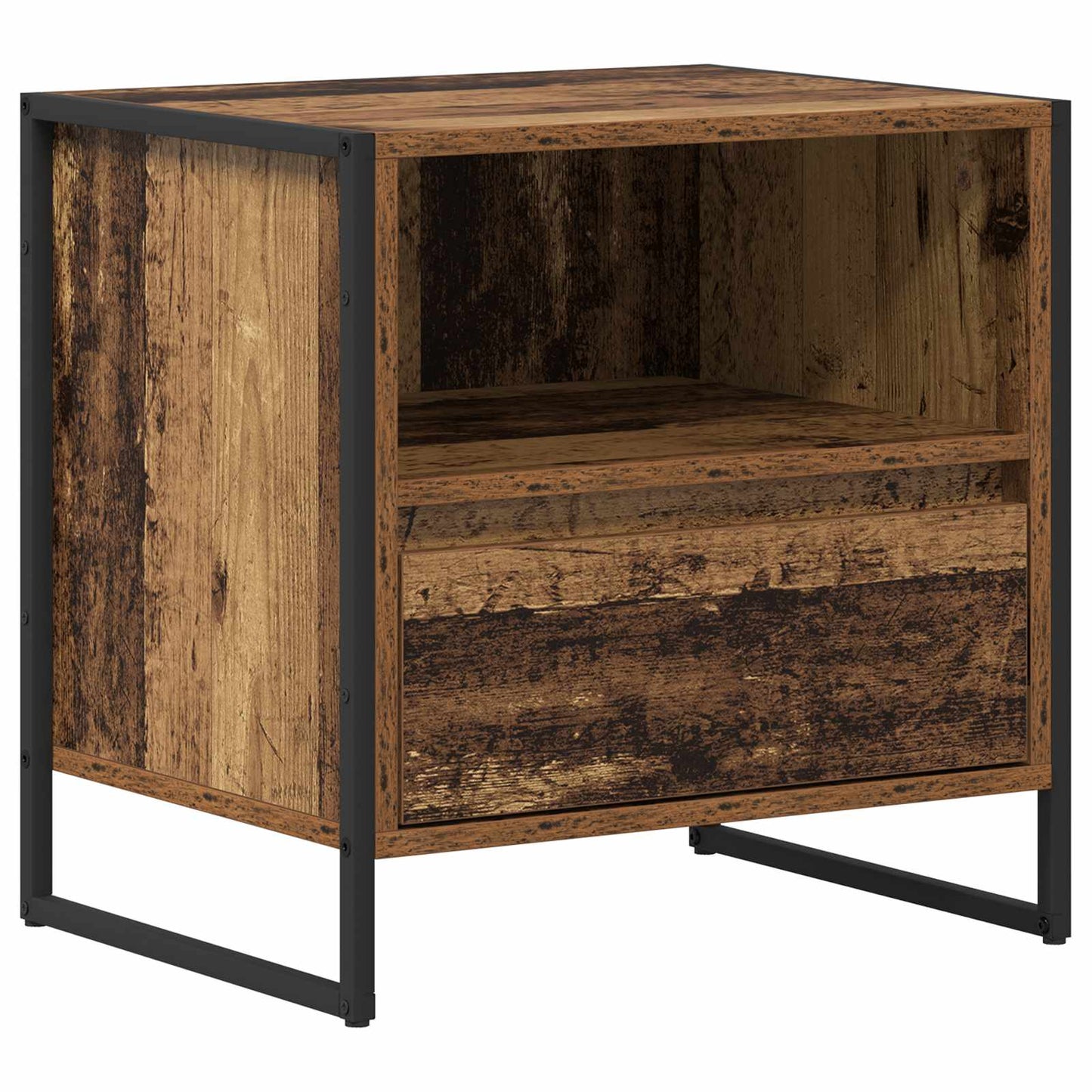 Nattbord med skuff Gamle tre 50 x 39,5 x 50 cm Konstruert tre