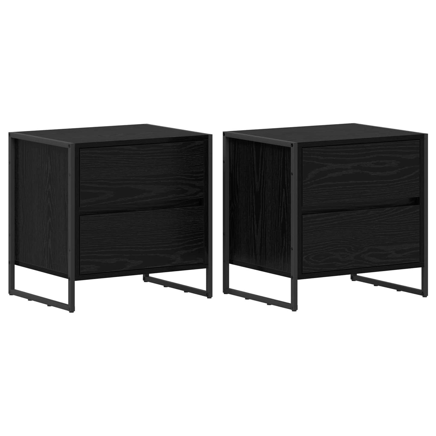 Nattbord 2 pcs Svart Eik 50 x 39.5 x 50 cm Konstruert tre