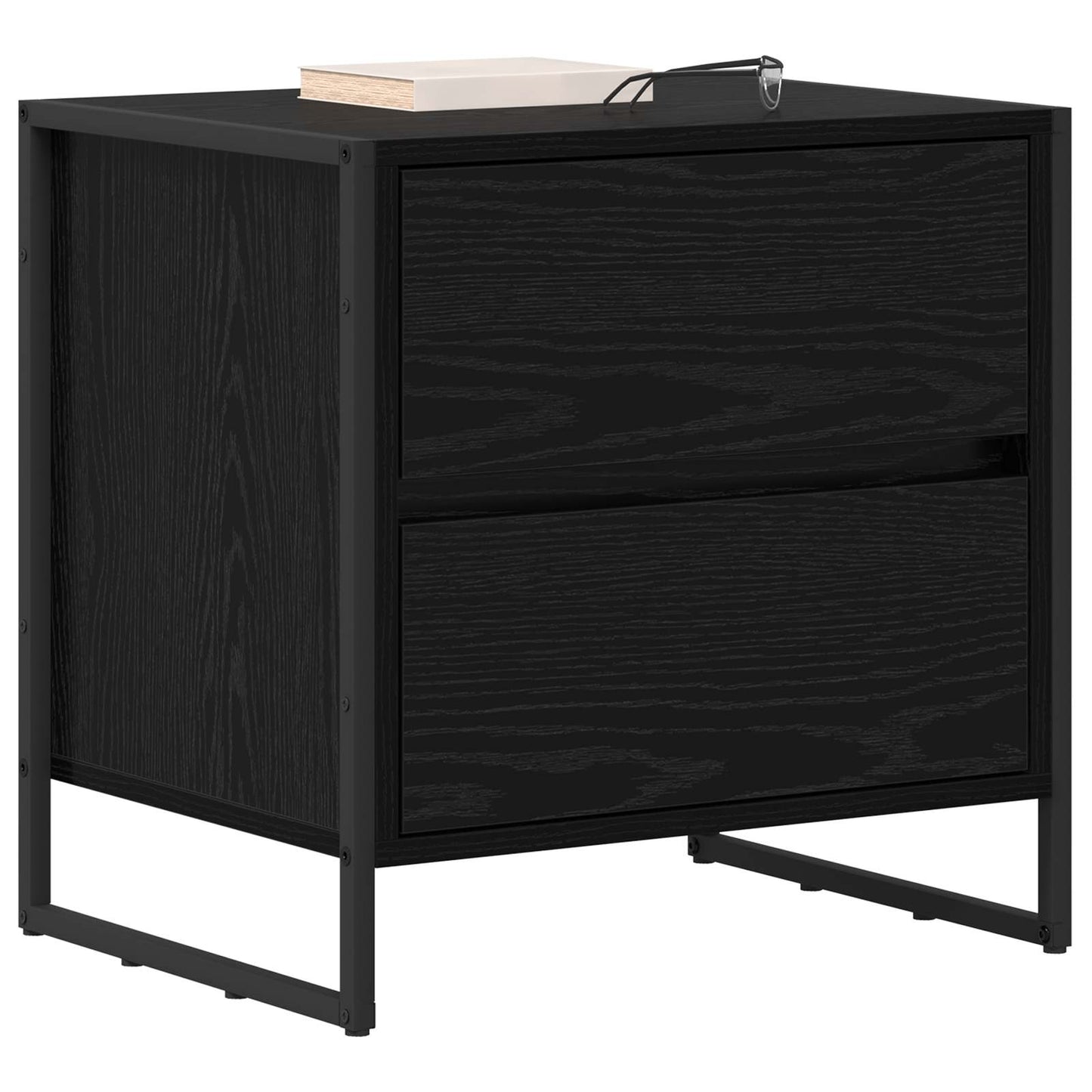 Nattbord 2 pcs Svart Eik 50 x 39.5 x 50 cm Konstruert tre