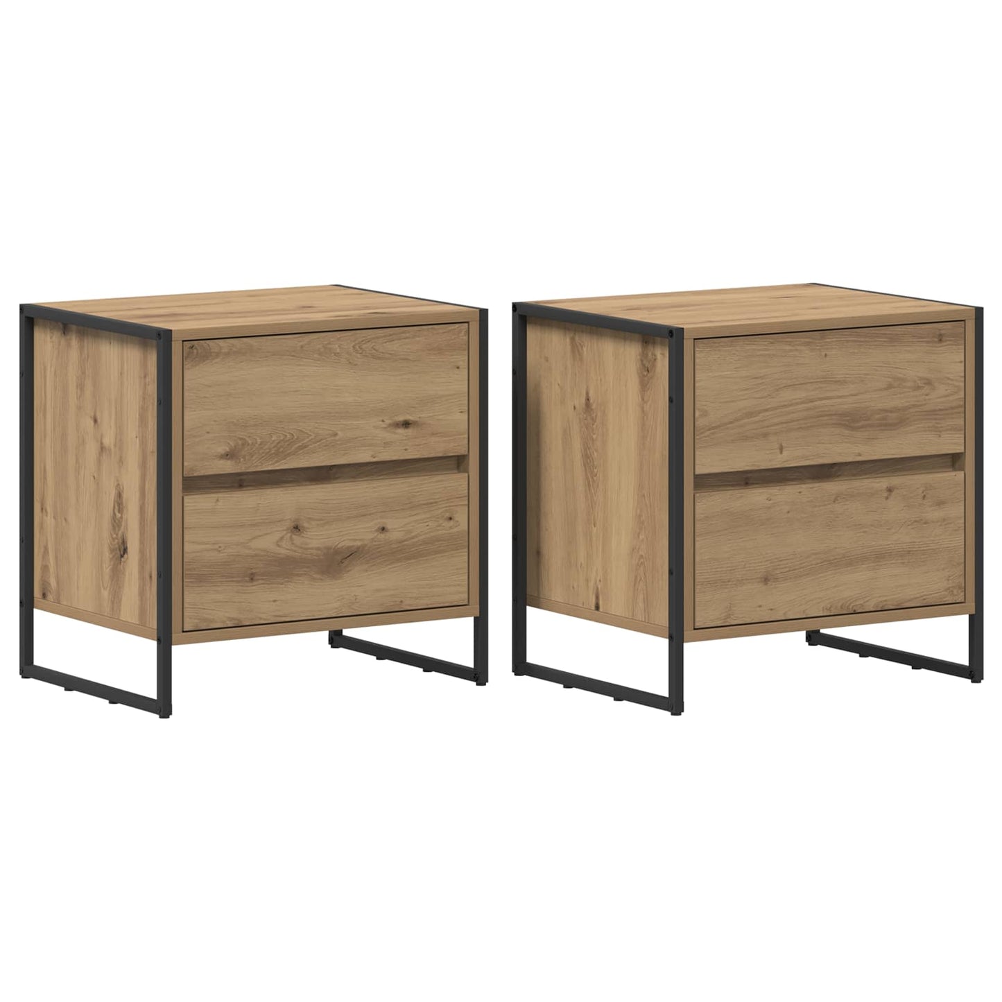 Nattbord 2 pcs Kunstnerisk Eik 50 x 39.5 x 50 cm Konstruert tre