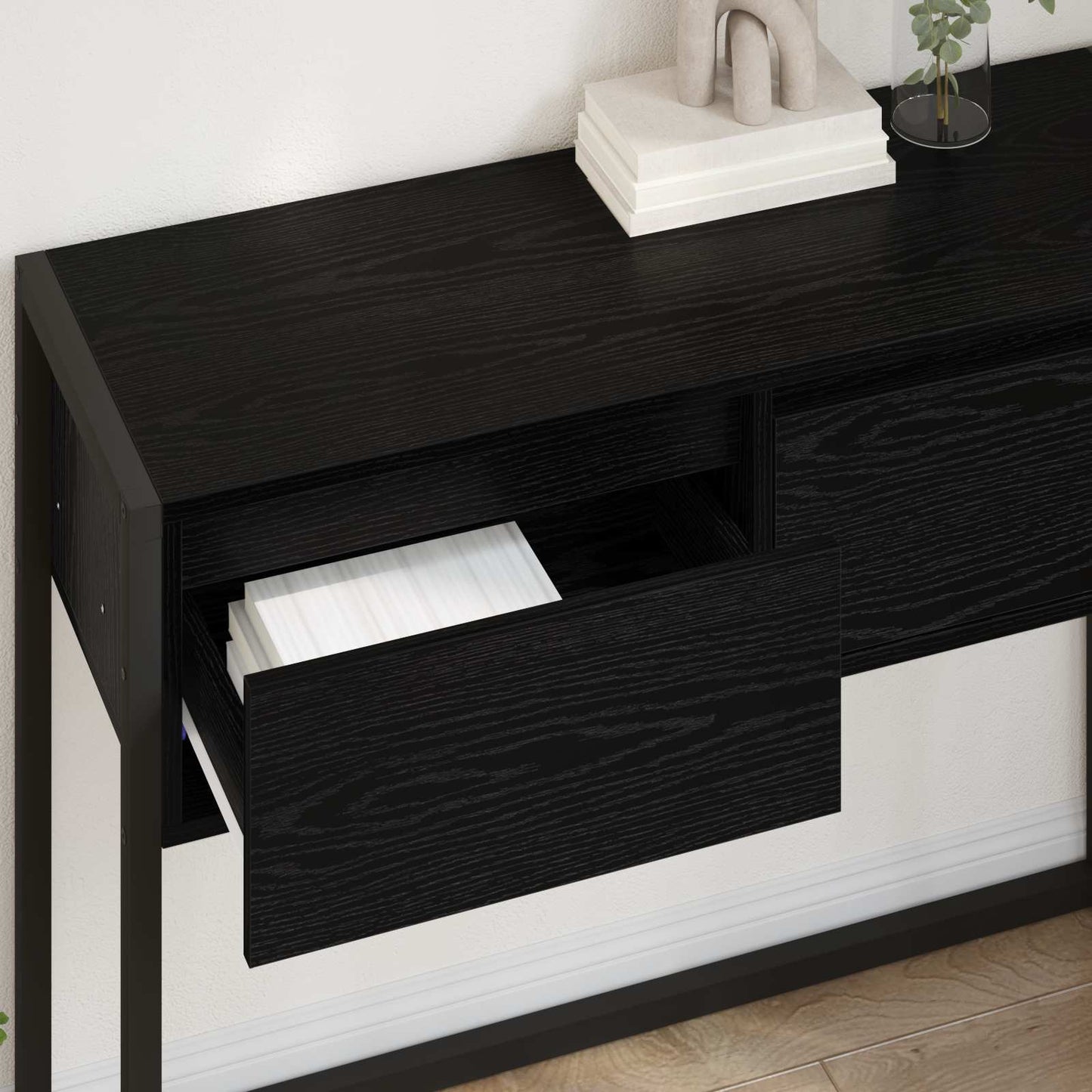 Avlastningsbord Svart Eik 100 x 36 x 75 cm Konstruert tre