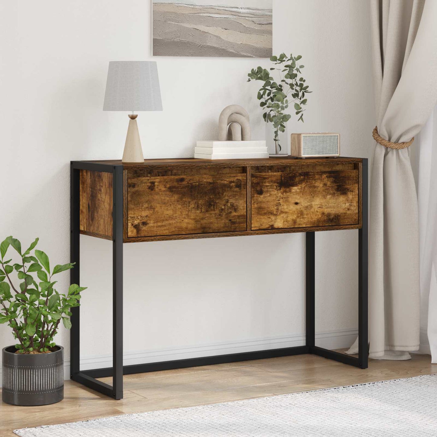Avlastningsbord Røyk Eik 100 x 36 x 75 cm Konstruert tre