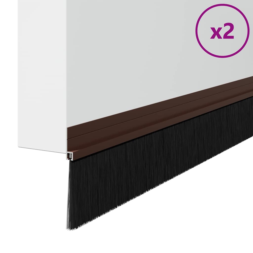 Selvhäftende dørbørstetninger 2 pcs Brun 100 cm