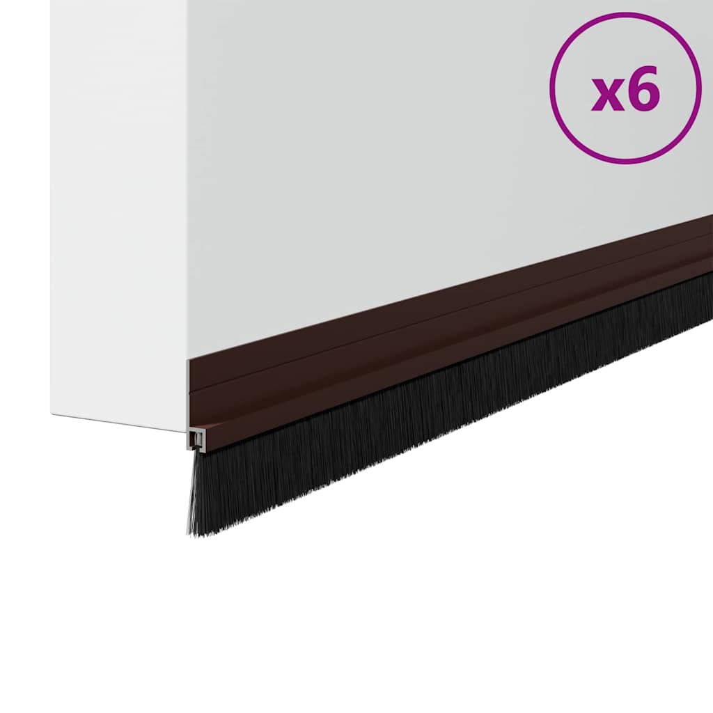 Selvhäftende dørbørstetninger 6 pcs Brun 100 cm