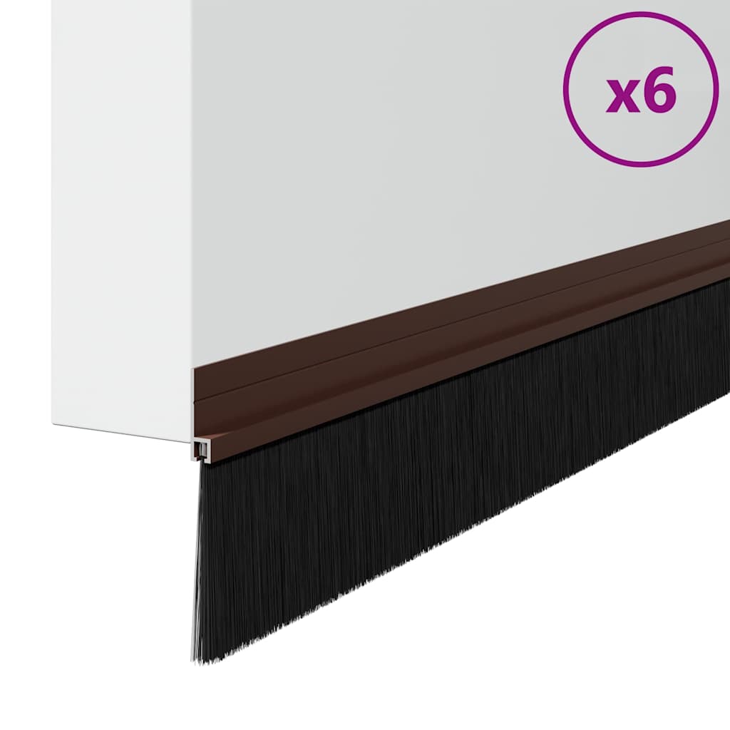 Selvhäftende dørbørstetninger 6 pcs Brun 100 cm