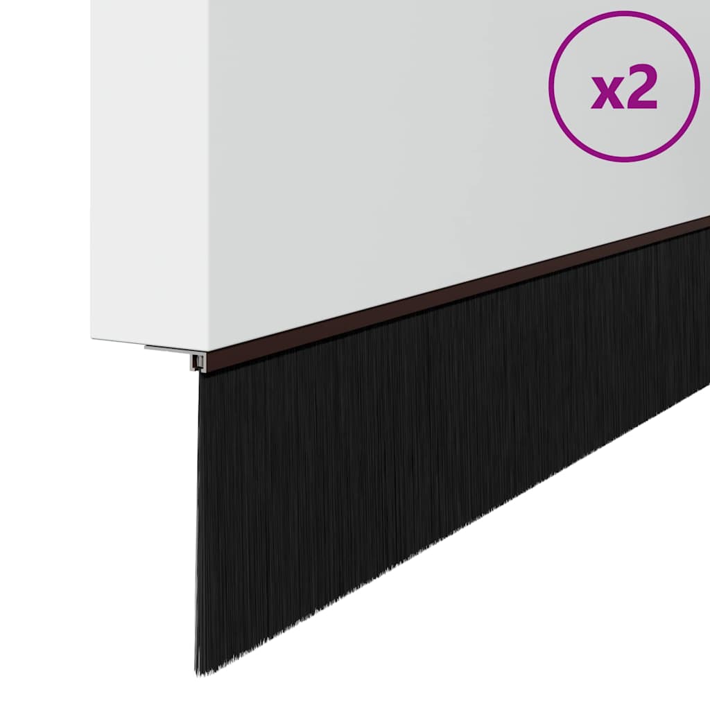 Selvhäftende dørbørstetninger 2 pcs Brun 100 cm
