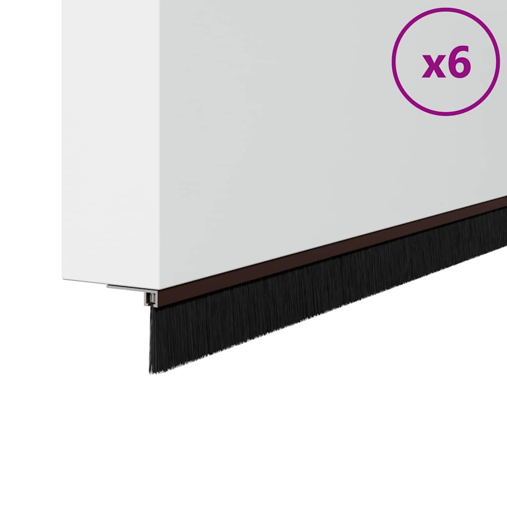Selvhäftende dørbørstetninger 6 pcs Brun 100 cm