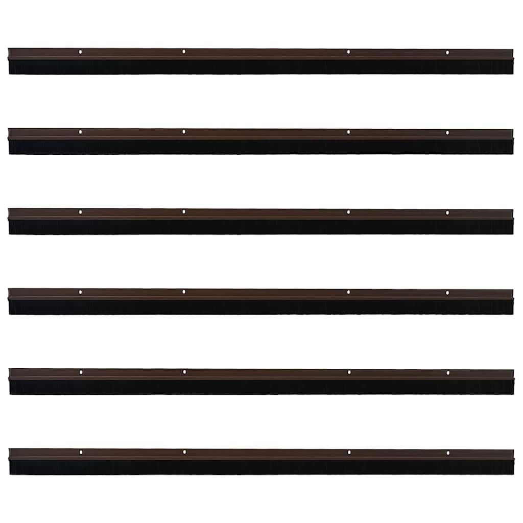 Skru-på dørbørste tetninger 6 pcs Brun 100 cm
