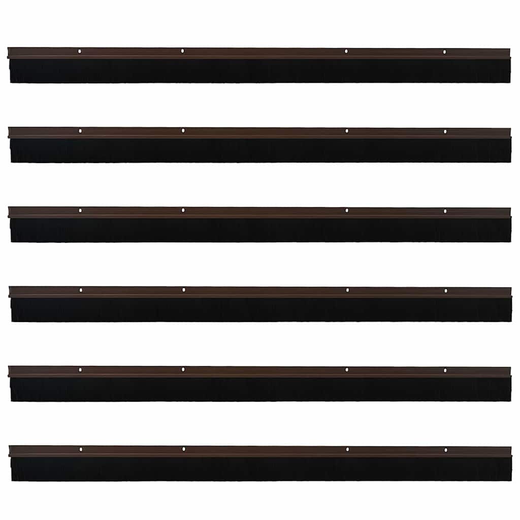 Skru-på dørbørste tetninger 6 pcs Brun 100 cm
