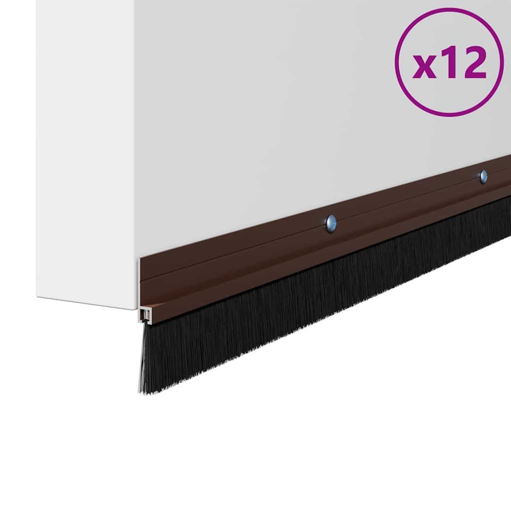 Skru-på dørbørste tetninger 12 pcs Brun 100 cm