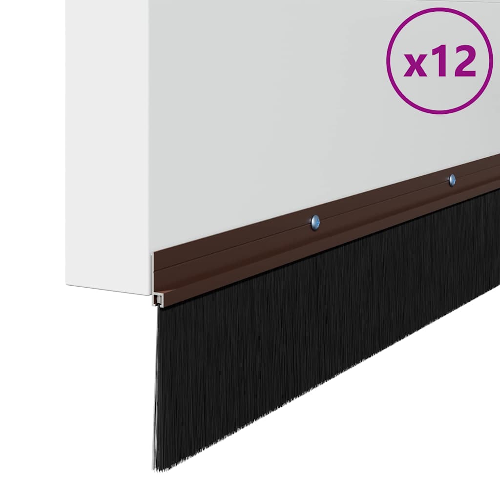 Skru-på dørbørste tetninger 12 pcs Brun 100 cm