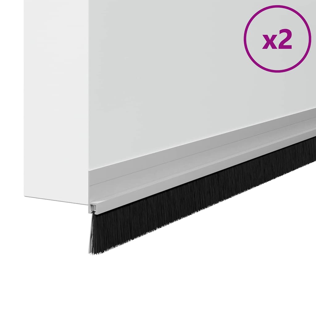 Selvhäftende dørbørstetninger 2 pcs sølv 100 cm