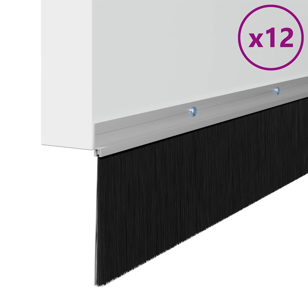 Skru-på dørbørste tetninger 12 stk. 100 cm Aluminium Legering