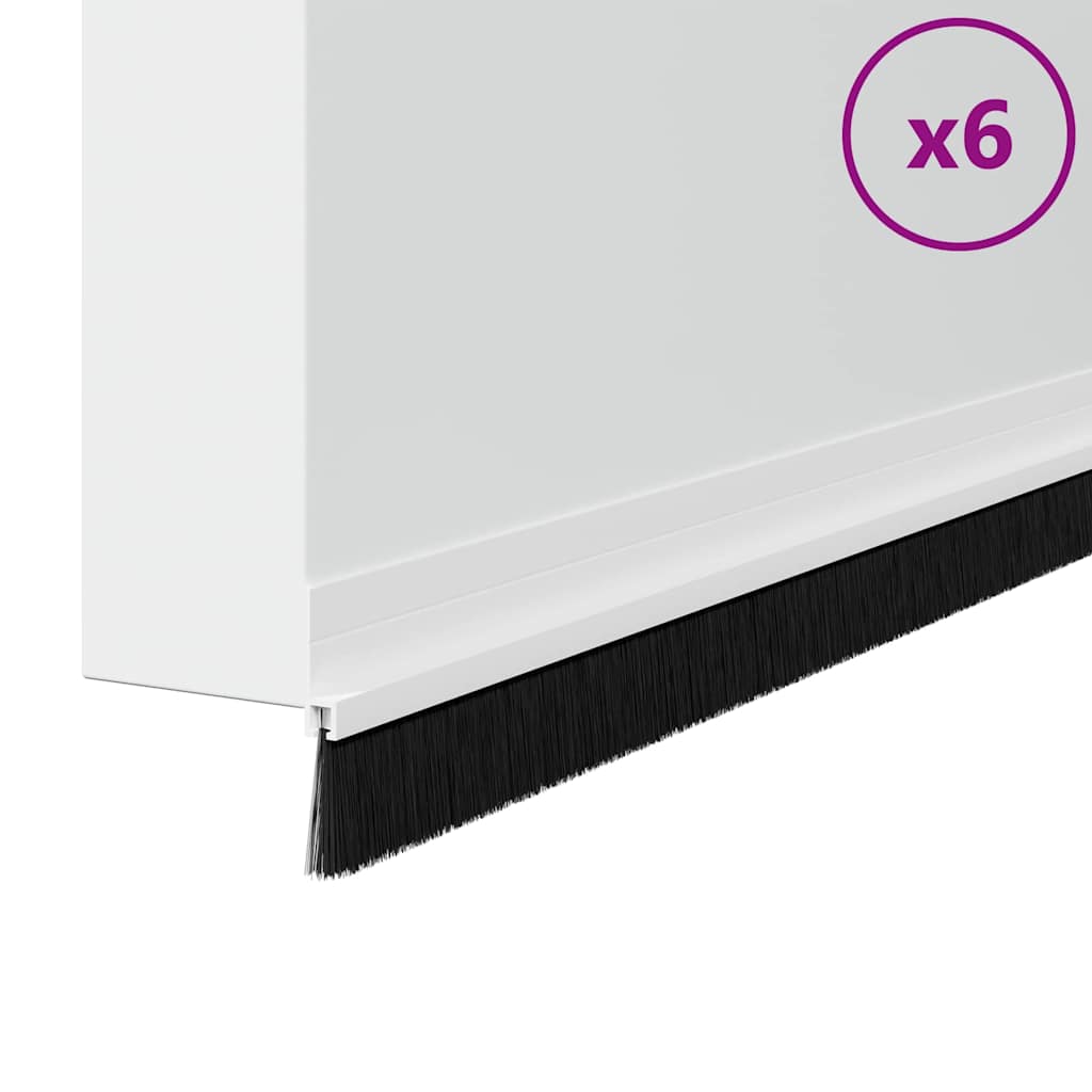 Selvhäftende dørbørstetninger 6 pcs Hvit 100 cm