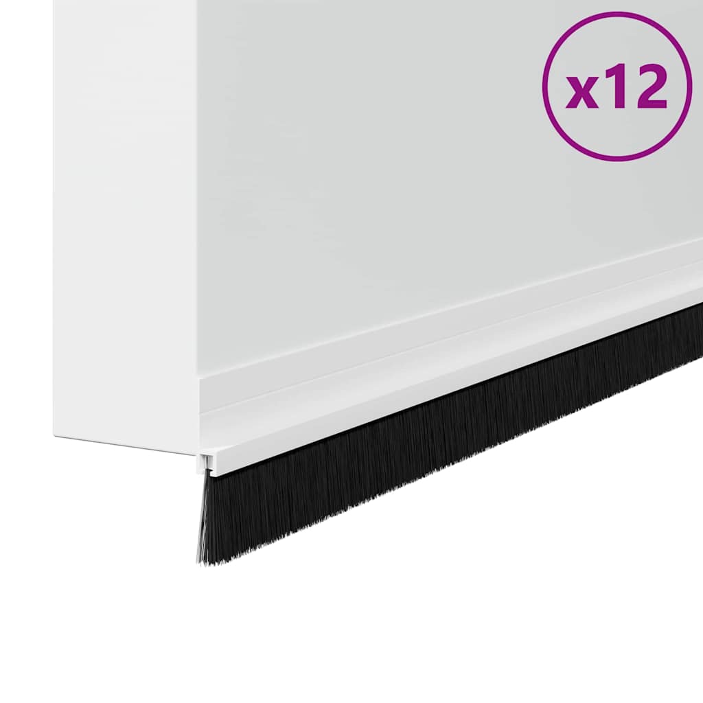 Selvhäftende dørbørstetninger 12 pcs Hvit 100 cm