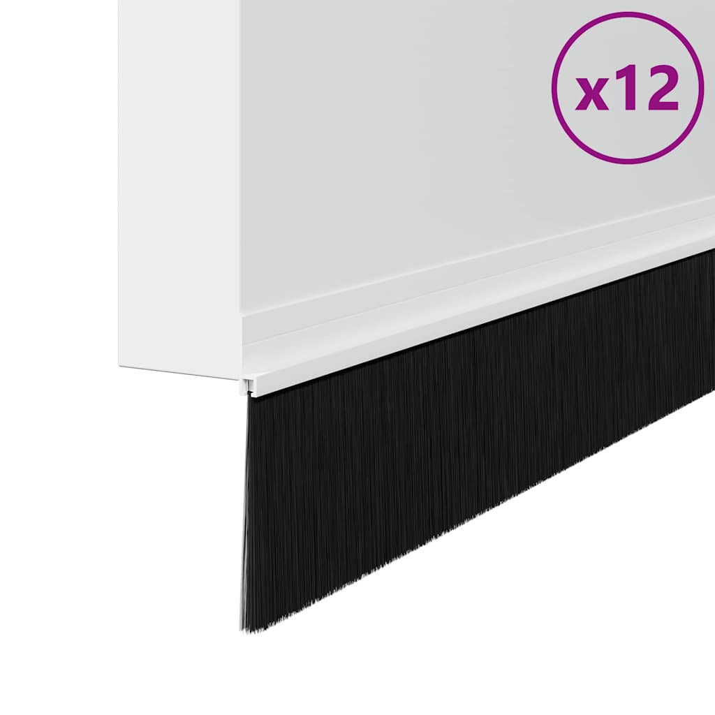Selvhäftende dørbørstetninger 12 pcs Hvit 100 cm