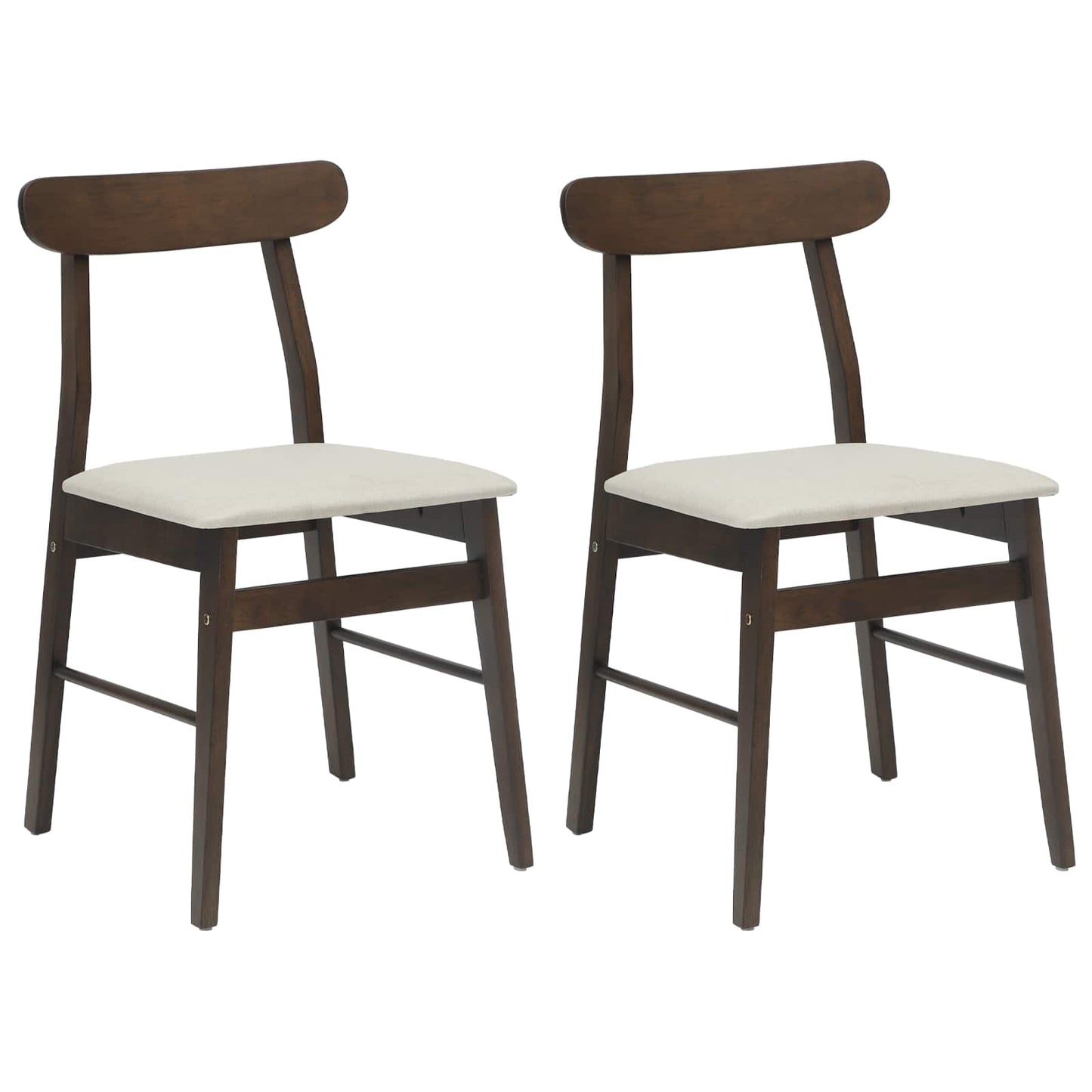 Spisestuestol 2 pcs Mørk brun, Lys Solid Gummitre