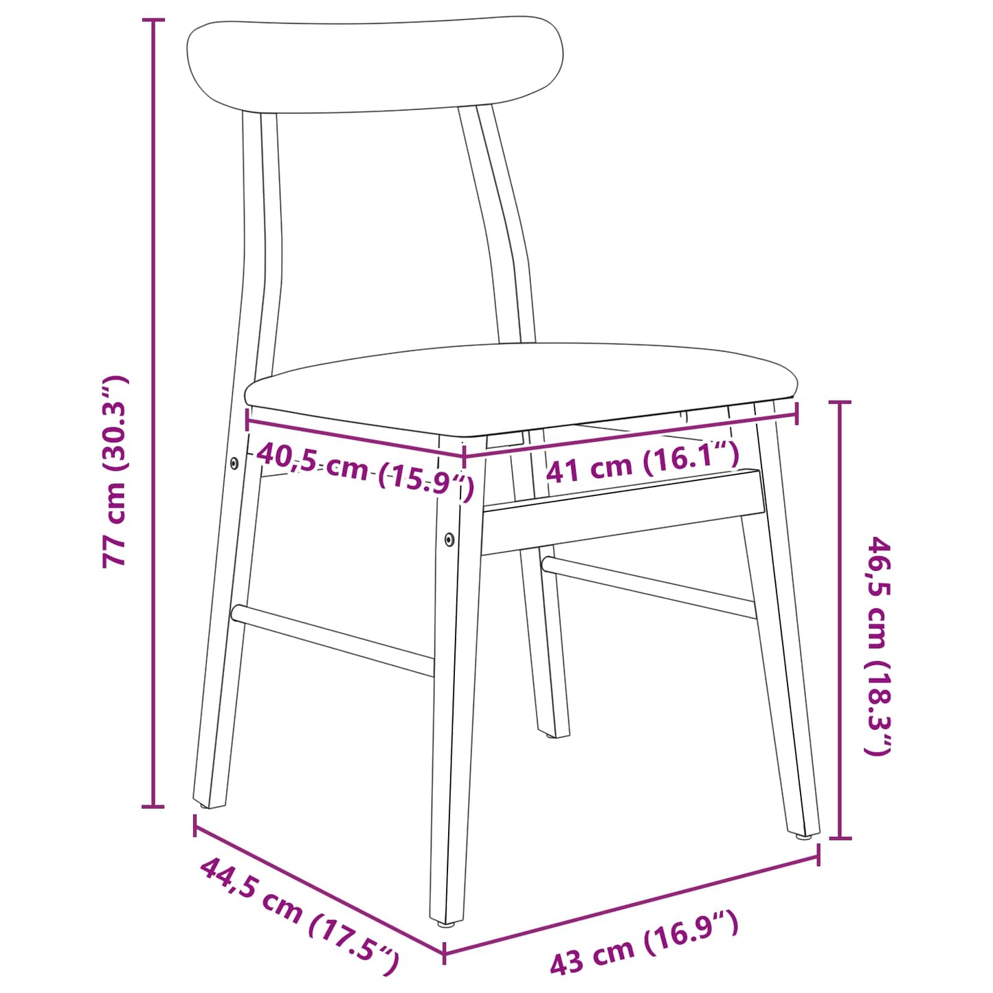 Spisestuestol 2 pcs Mørk brun, Lys Solid Gummitre