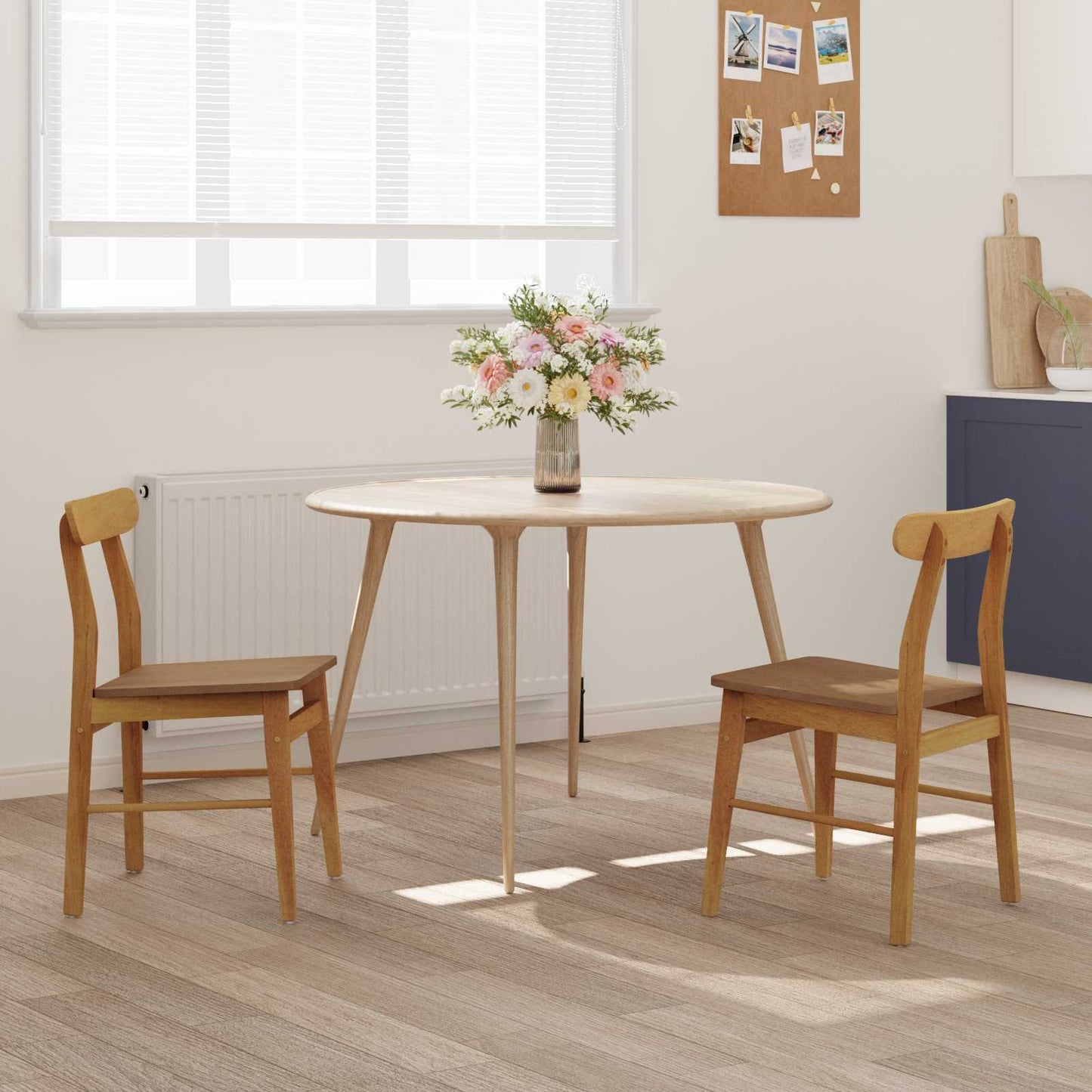 Spisestuestol 2 pcs Naturlig 43 x 44,5 x 77 cm Solid Gummitre