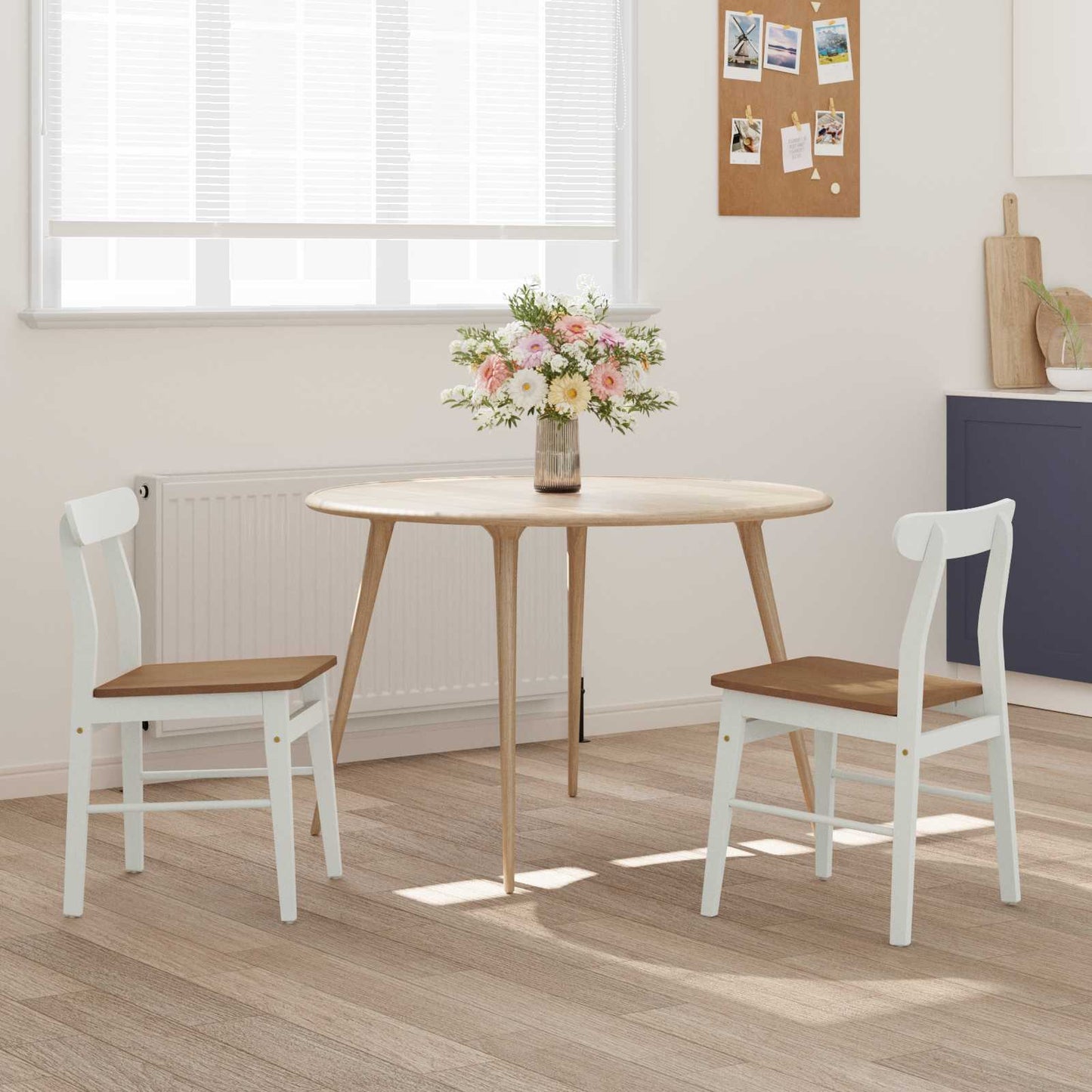 Spisestuestol 2 pcs Hvit og Naturlig 43 x 44,5 x 77 cm