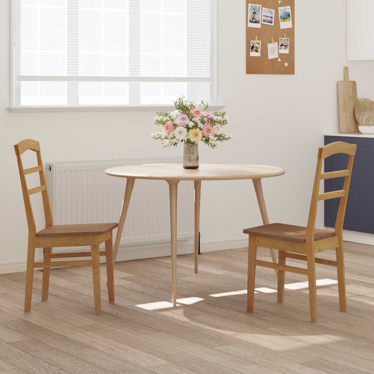 Spisestuestol 2 pcs Naturlig Solid Gummitre