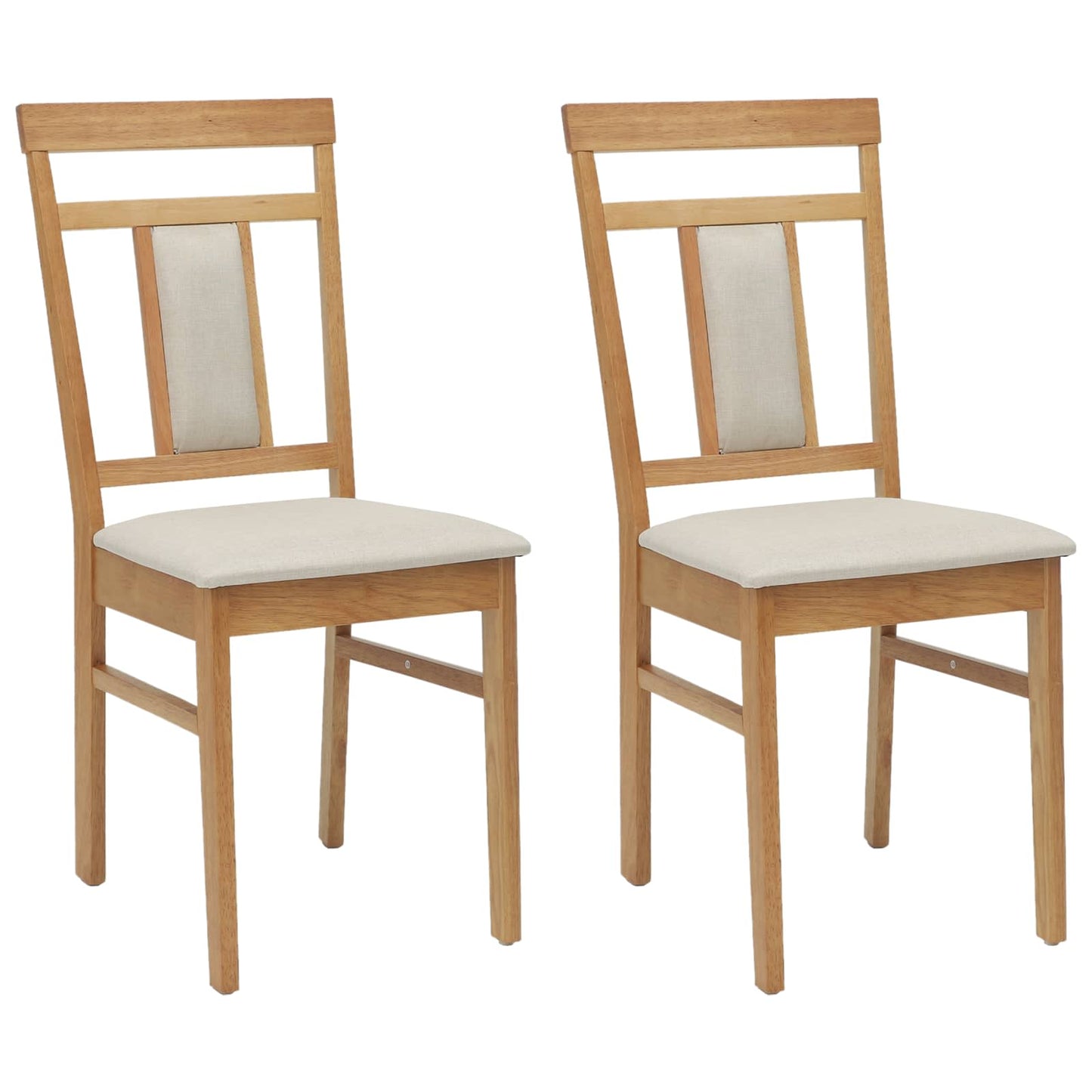 Spisestuestol 2 pcs Naturlig og Lys Solid Gummitre