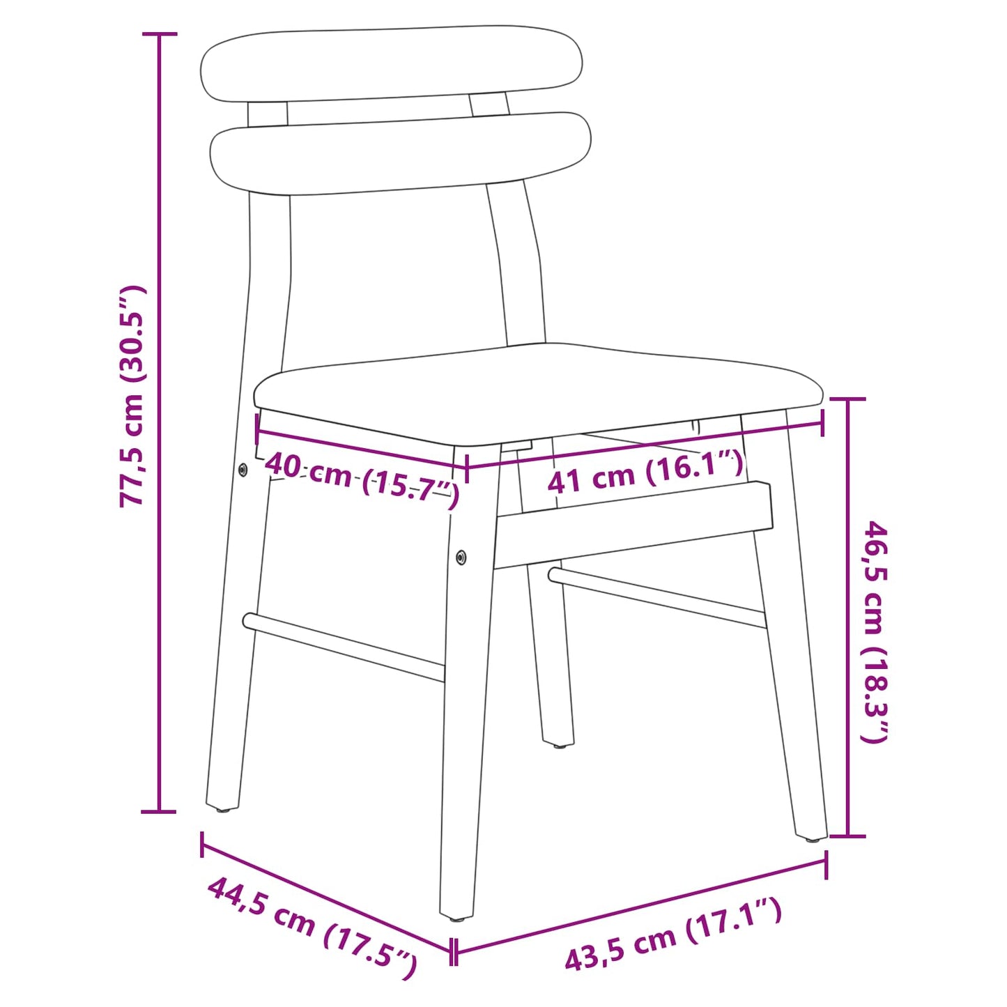 Spisestuestol 2 pcs Naturlig og Lys Solid Gummitre