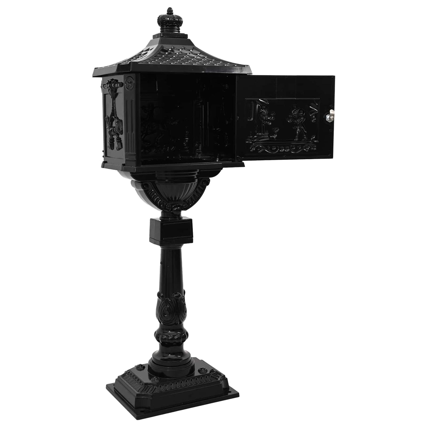 Stående postkasse Svart 42,5 x 29,5 x 117 cm Støpt aluminium