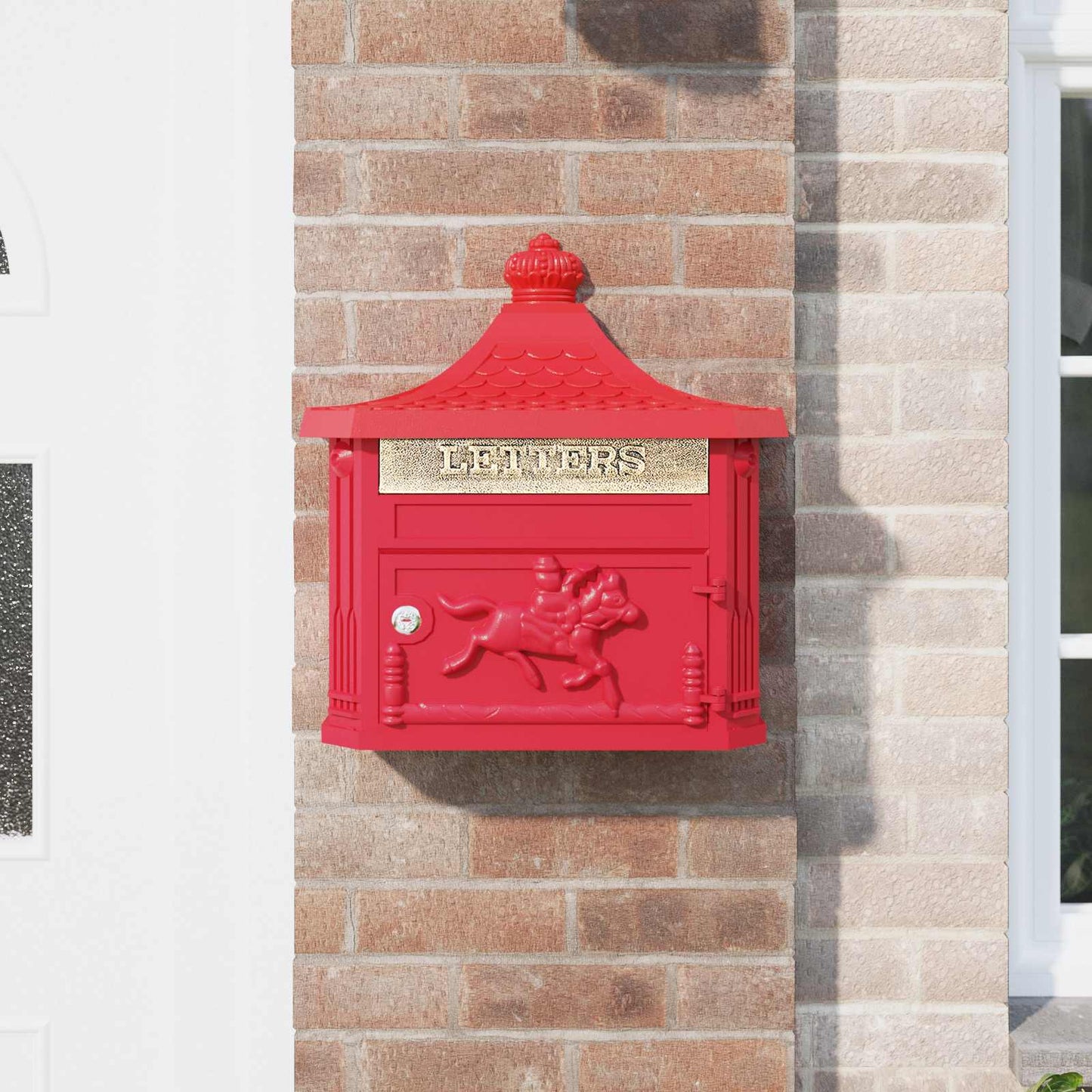 Veggmontert postkasse Rød 40,5 x 16 x 45 cm Støpt aluminium