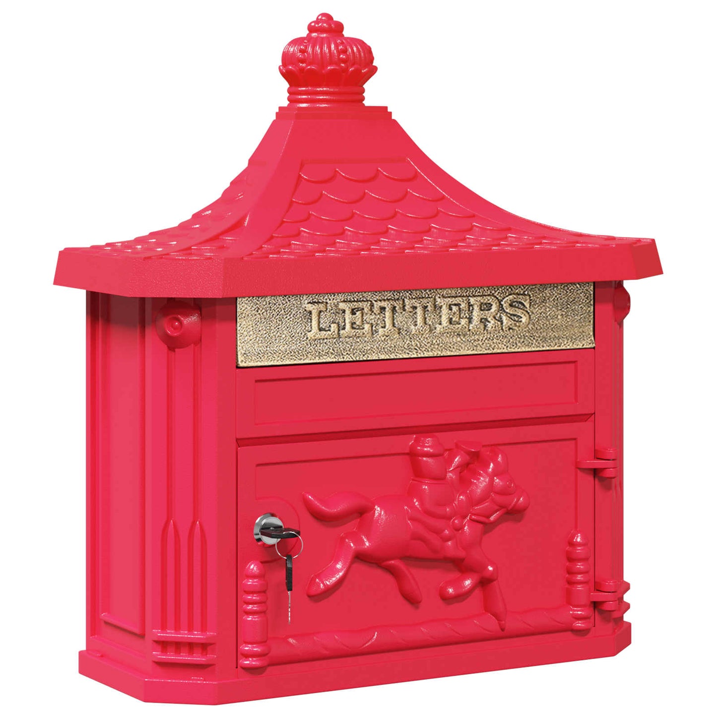 Veggmontert postkasse Rød 40,5 x 16 x 45 cm Støpt aluminium