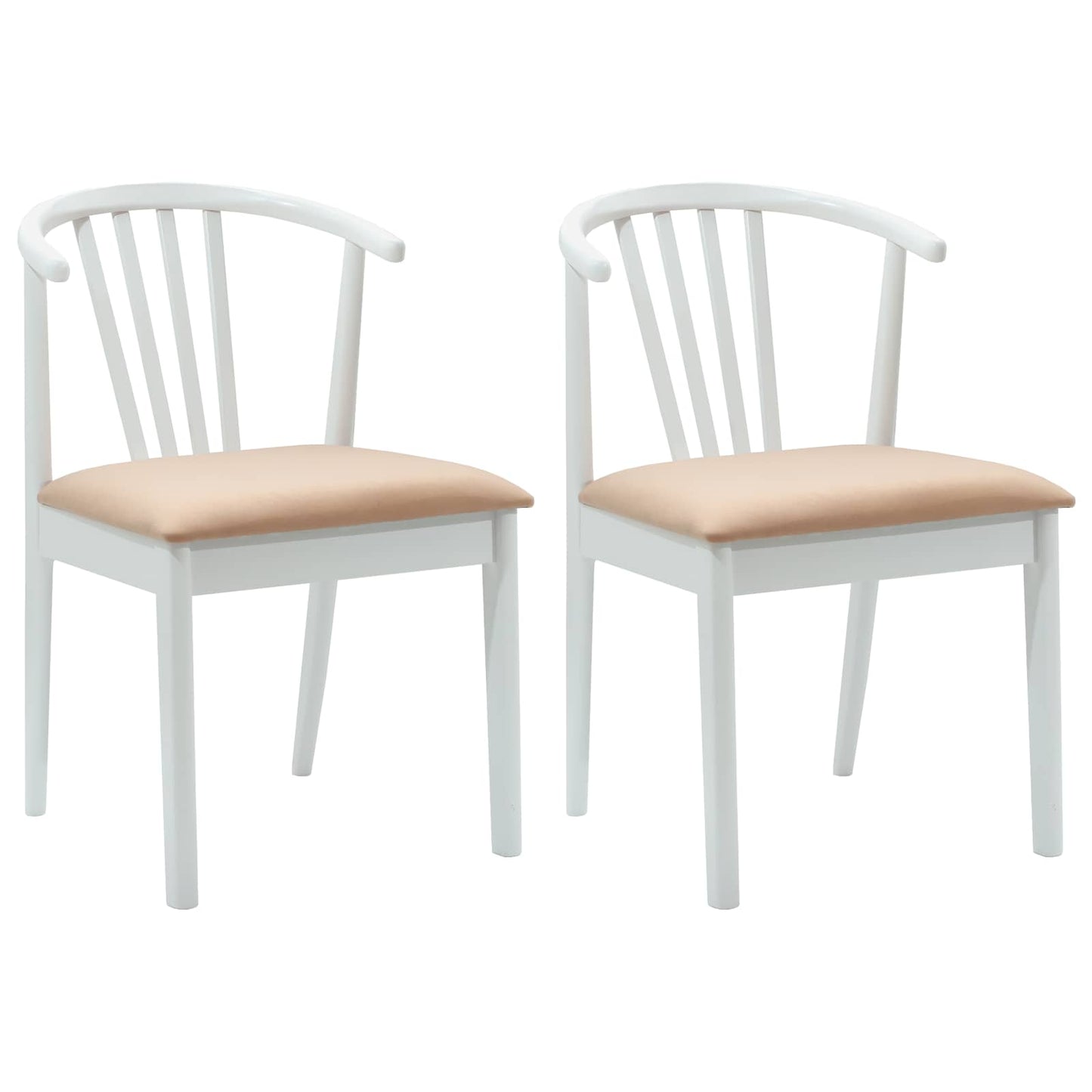 Spisestuestol 2 pcs Hvit og Brun Solid Gummitre