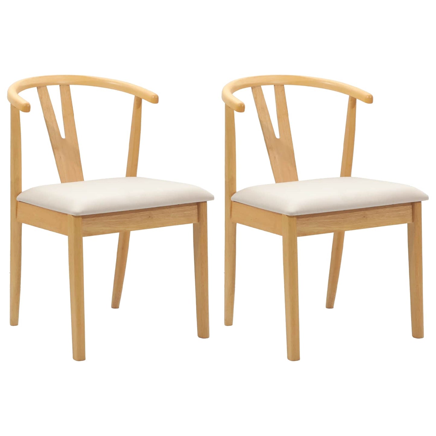 Spisestuestol 2 pcs Naturlig og Lys Solid Gummitre