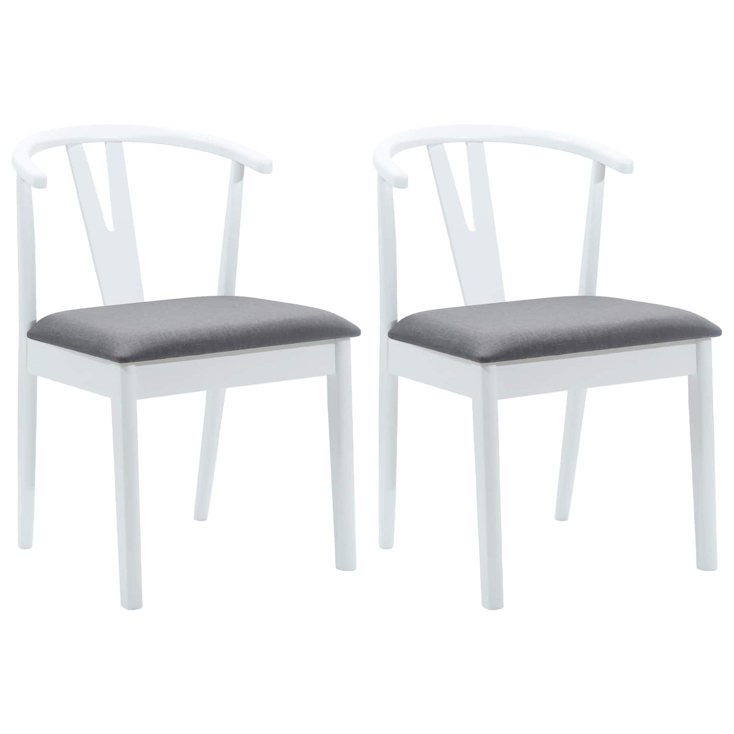 Spisestuestol 2 pcs Hvit og Grå Solid Gummitre
