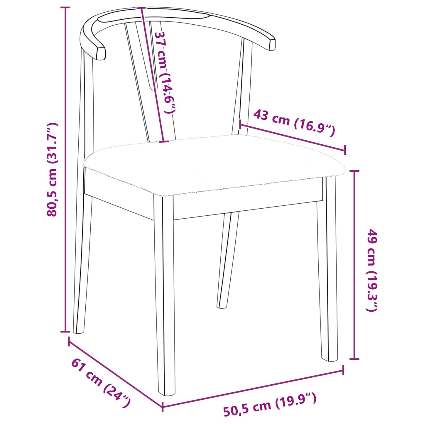 Spisestuestol 2 pcs Naturlig og Lys Solid Gummitre
