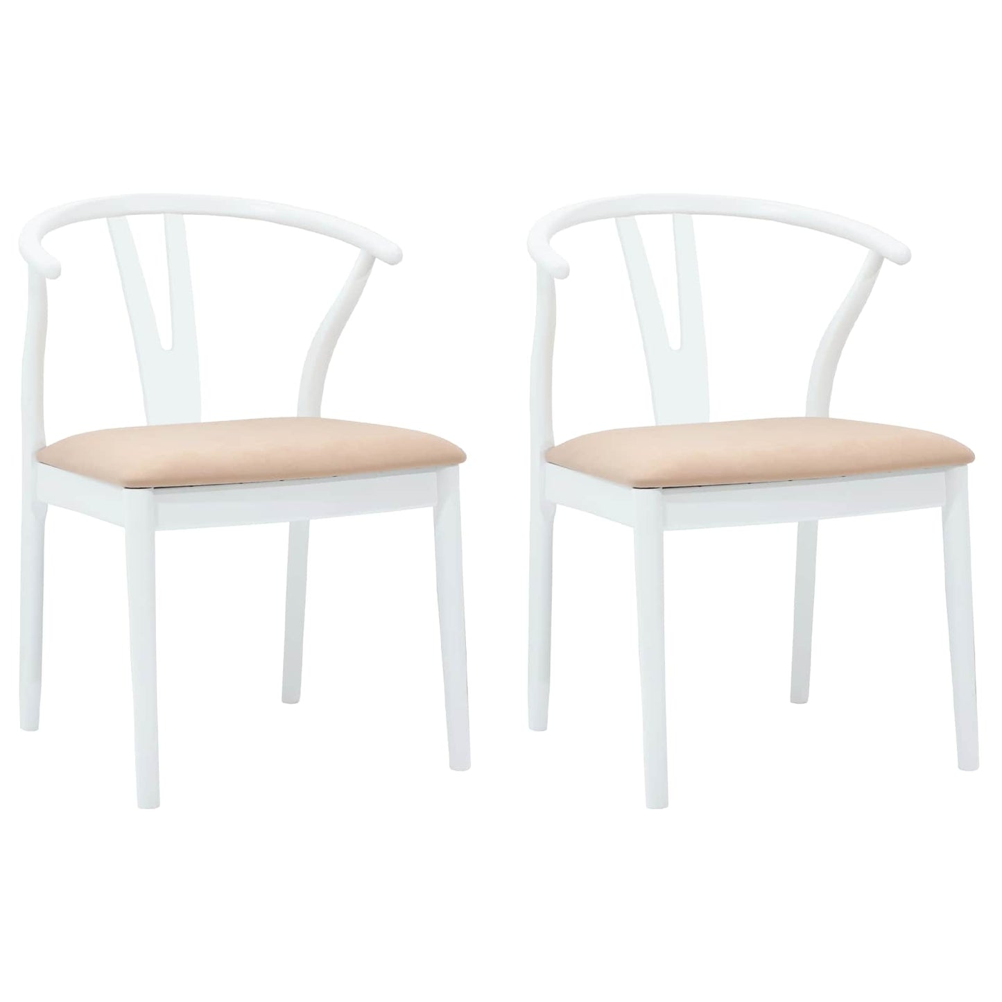 Spisestuestol 2 pcs Hvit og Brun Solid Gummitre