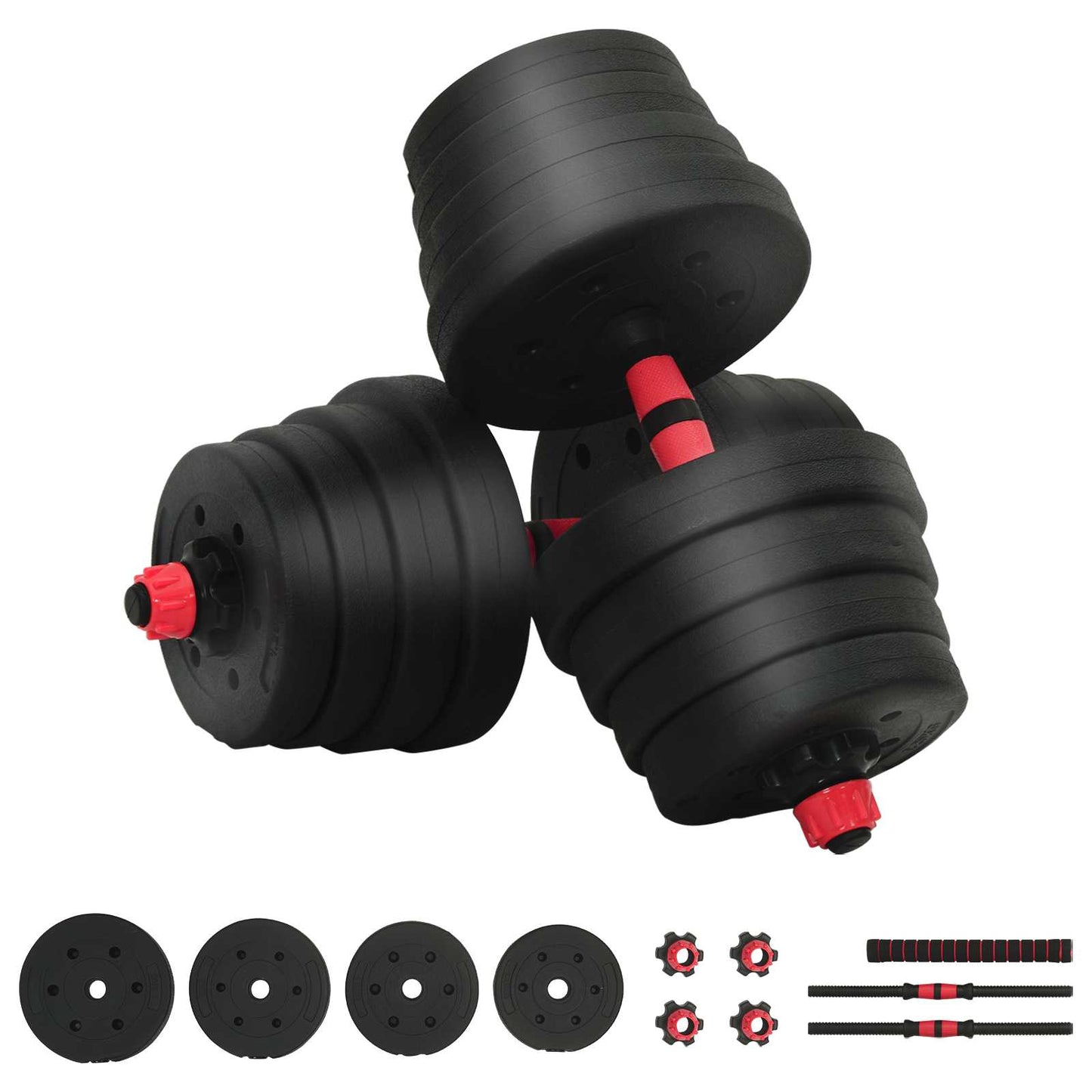 2-i-1 manual og vektstang sett 30 kg Svart og Rød