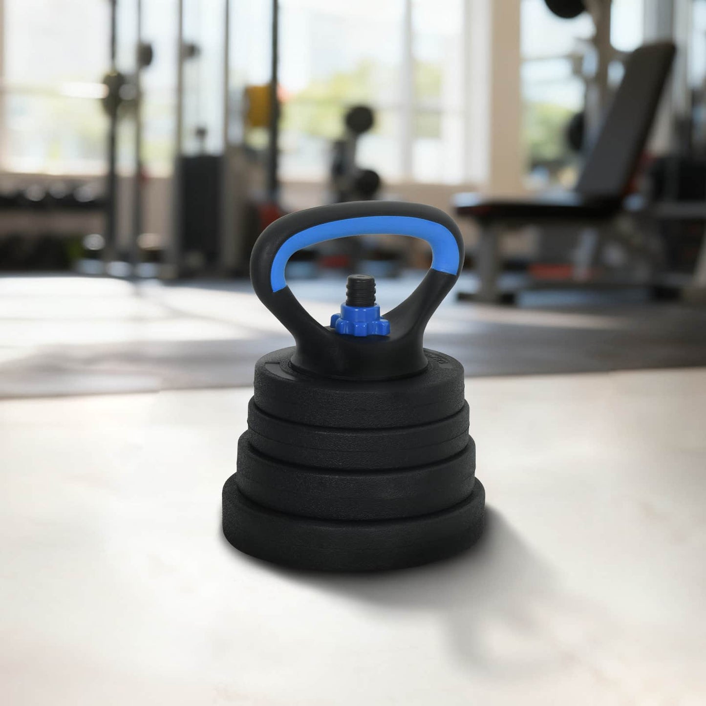 4-i-1 Manual Barbell Kettlebell Sett 30 kg Svart og Blå