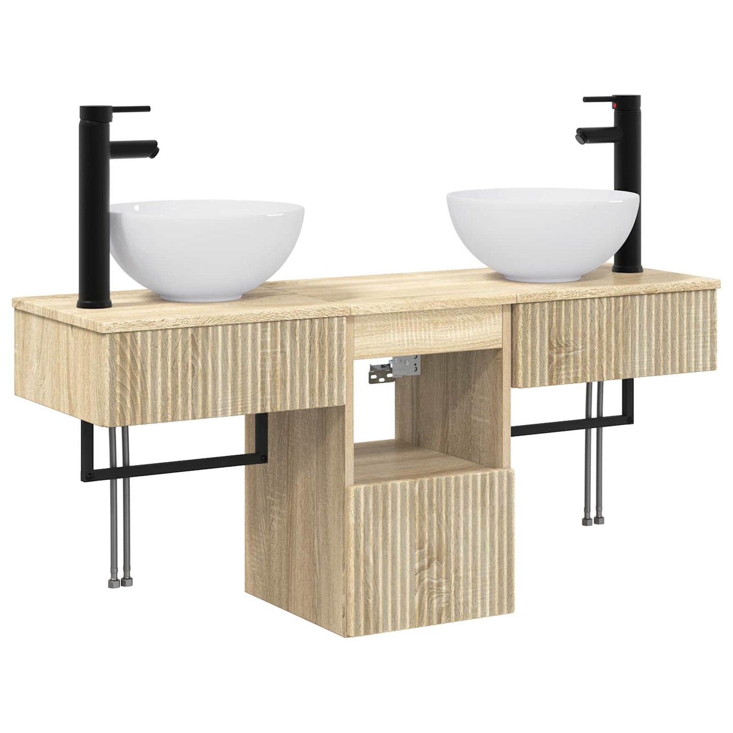 Baderomsinnredningssett 3 stk. Sonoma eik Konstruert tre