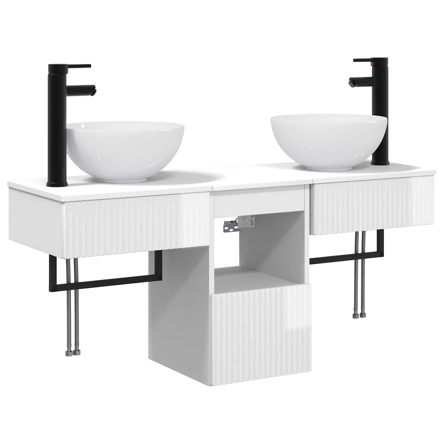 Baderomsinnredningssett 3 stk. Høgglans hvit Konstruert tre