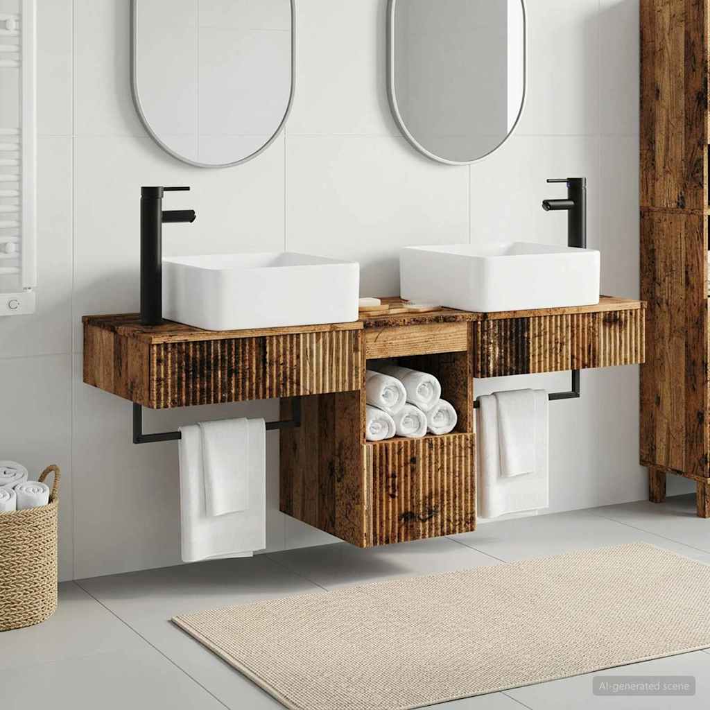 Baderomsskapsett 3 stk. Gammelt tre 53 x 35 x 39 cm